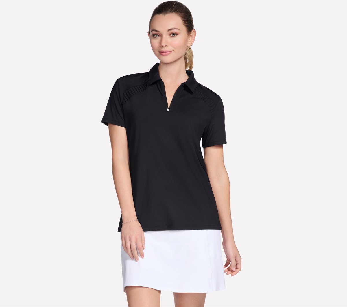 GO GOLF Short Sleeve Birdie Zip Front Polo | Skechers Women