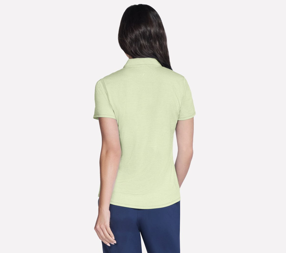 Short Sleeve On The Green Striped Polo | Skechers Women