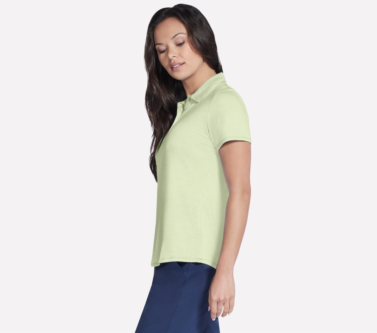 Short Sleeve On The Green Striped Polo | Skechers Women