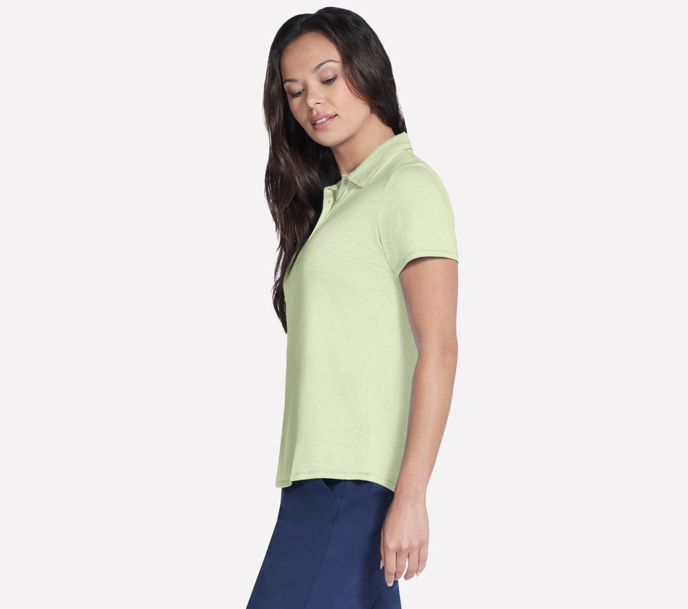 Short Sleeve On The Green Striped Polo | Skechers Women