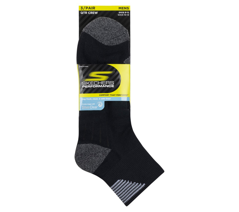 3 Pack Men's Half Terry Quarter Crew Socks | Skechers