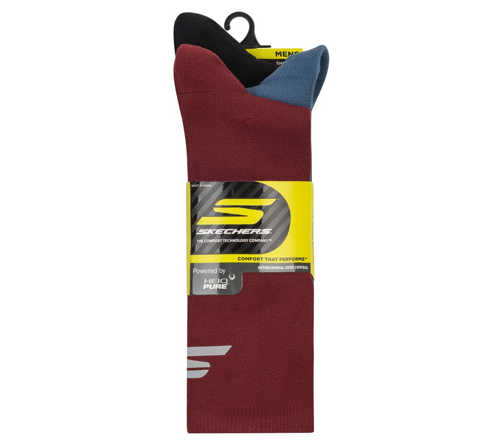 3 Pack Men's Reflective Performance Half Terry Crew Socks | Skechers