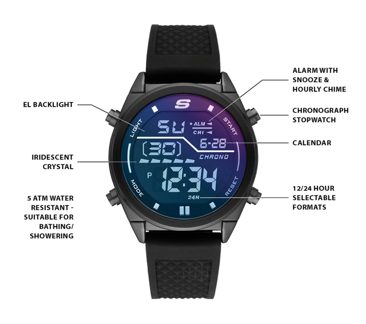 Accessories Blue Face Digital Watch | Skechers