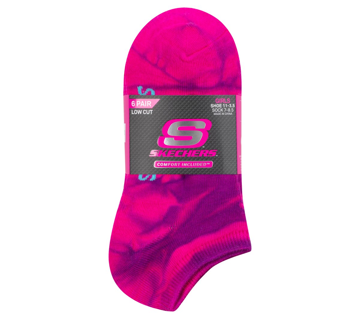 6 Pack Girls' Tie Dye Fashion Socks | Skechers