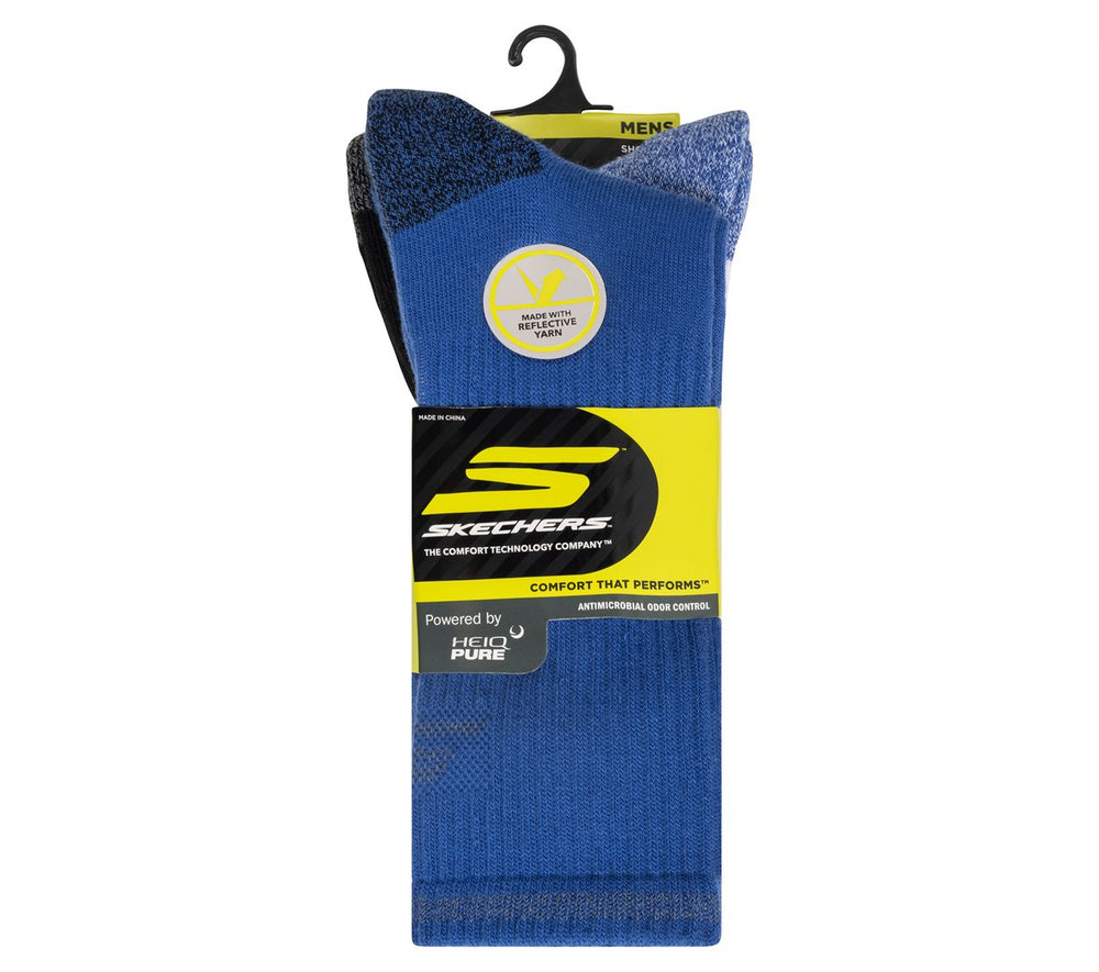 3 Pack Men's Reflective Performance Crew Socks | Skechers