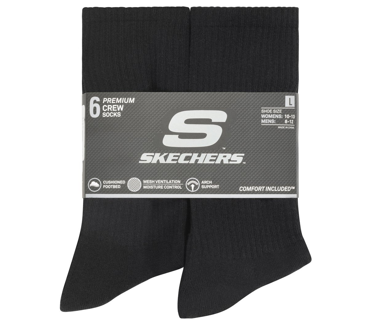 6 Pack Large Core Crew Socks | Skechers
