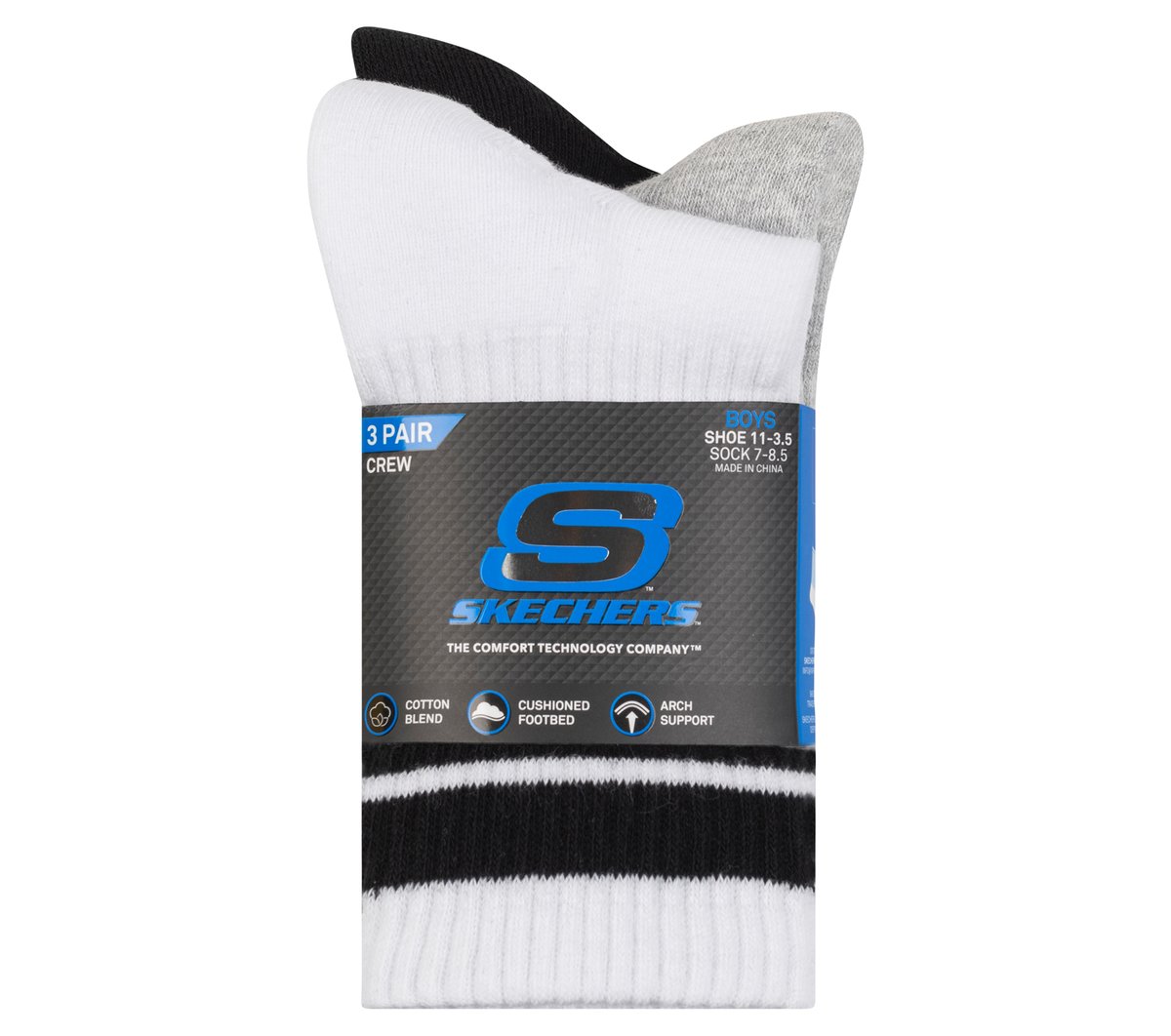 3 Pack Boys' Crew Socks | Skechers