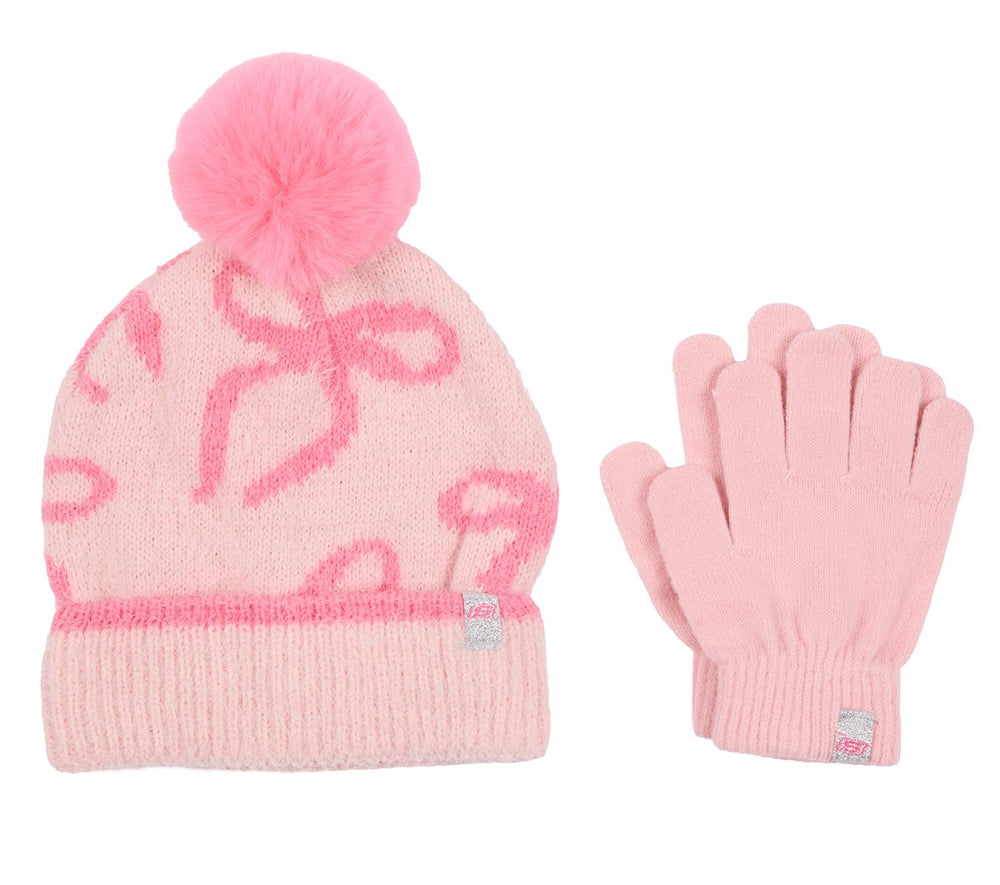 Bow Print Hat and Glove Set | Skechers